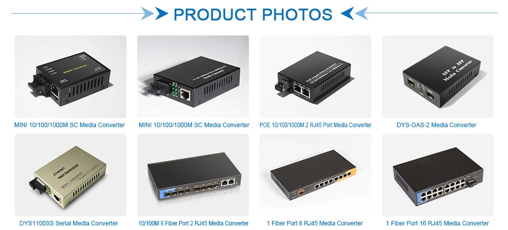 Ethernet 10/100m/1000m Fiber Optic 10g 20km SFP Port RJ45 Fiber Optical Media Converter with Sc/LC/St Connector