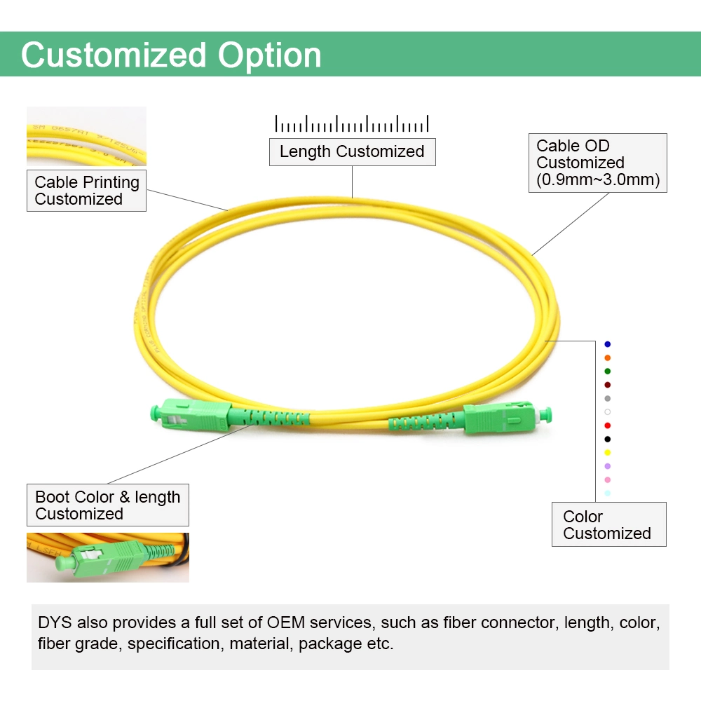 PC/Upc/APC Dys /OEM Customized Om3 Fiber Optic Patch Cord with RoHS