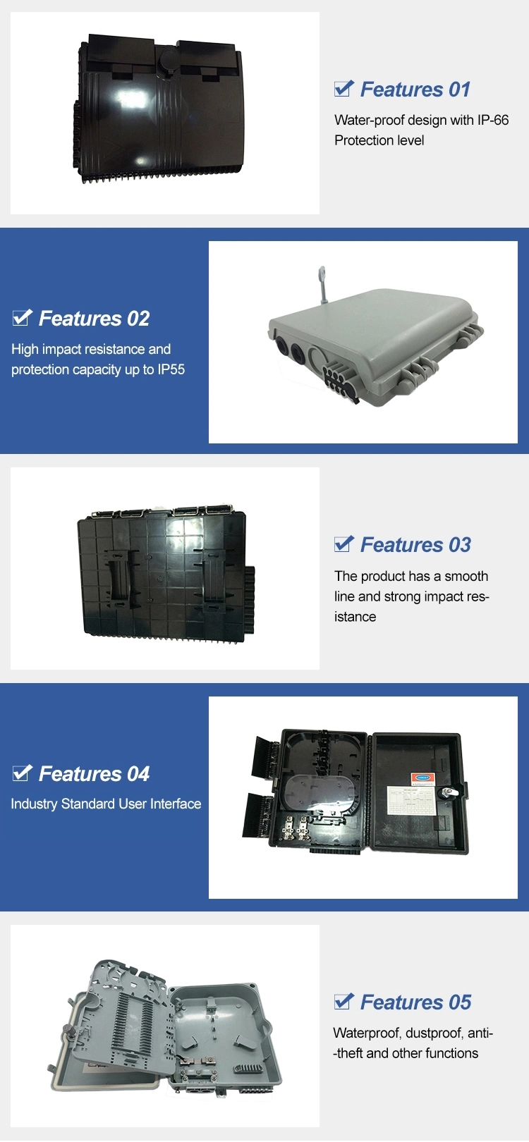 FTTH 12 Core Mini ABS/PC Fiber Optic Termination Box Fiber Optical Breakout Box